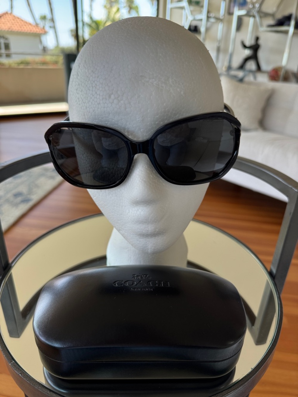 COACH Integration Flower Black Oversized Sunglasses